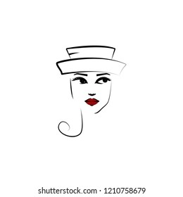 Breton hat, girl icon. Element of beautiful girl in a hat icon for mobile concept and web apps. Thin lin Breton hat, girl icon can be used for web and mobile