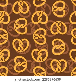 Bretzel pattern seamless. german bakery food background. Vector texture