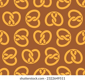 Bretzel pattern seamless. german bakery food background. Vector texture