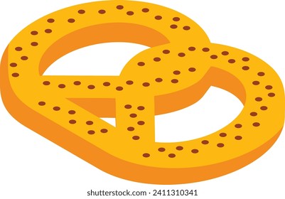 Bretzel or Pretzel isometric concept, sweet mustard and soft knot snacks vector icon design, Bakery and Baker symbol food preparation and Kitchen Utensils sign, Recipe development stock illustration