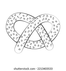 Bretzel with a thin line. Vector on a white background