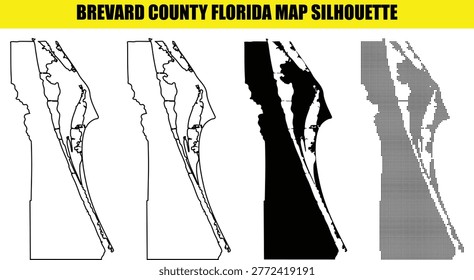 Brevard county florida map silhouette vector set isolated on transparent background for design.