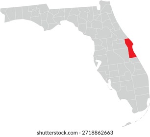 Brevard County on Map of Florida State Editable Vector