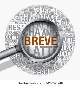 Breve coffee word cloud concept, vector design template