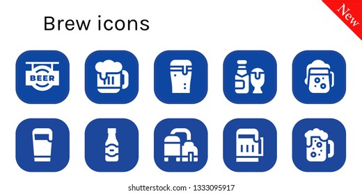 brew icon set. 10 filled brew icons.  Collection Of - Beer