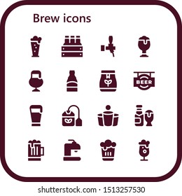 brew icon set. 16 filled brew icons.  Simple modern icons about  - Beer, Tea bag, Beer pong