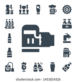 brew icon set. 17 filled brew icons.  Collection Of - Beer, Beers, Tea bag, Beer tap