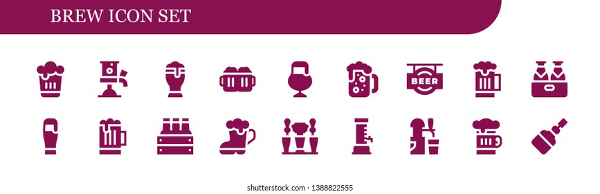 brew icon set. 18 filled brew icons.  Simple modern icons about  - Beer, Beer tap, Beers, Fermentation