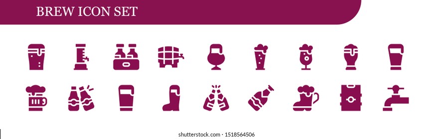 brew icon set. 18 filled brew icons.  Collection Of - Beer, Beers, Beer tap icons