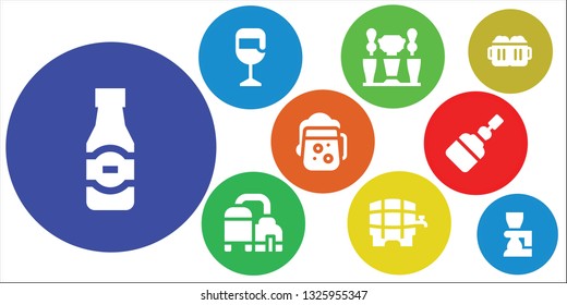 brew icon set. 9 filled brew icons.  Collection Of - Beer, Beer tap, Fermentation, Beers