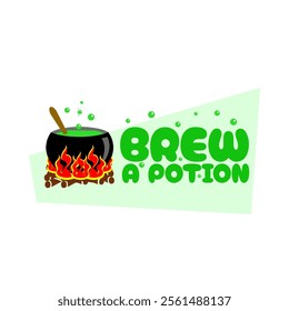 Brew a Potion Day to celebrate on January 19th. A stove with a stirrer filled with concoctions being cooked.