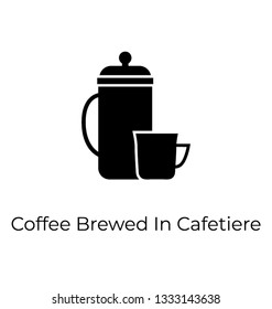 Brewed coffee icon, solid vector