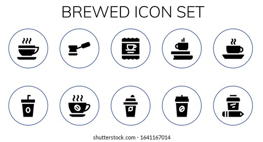 brewed icon set. 10 filled brewed icons. Included Coffee icons