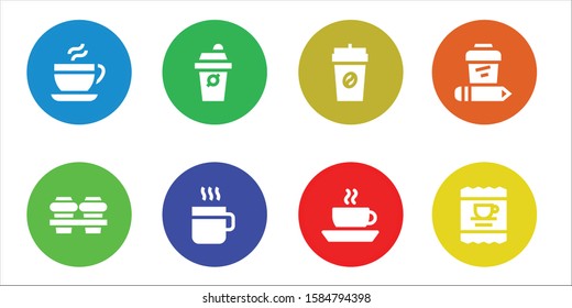 brewed icon set. 8 filled brewed icons.  Collection Of - Coffee icons