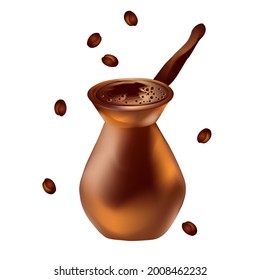 Brewed refreshing aroma caffeine hot beverage vector illustration. Coffeepot isolated on white background.
