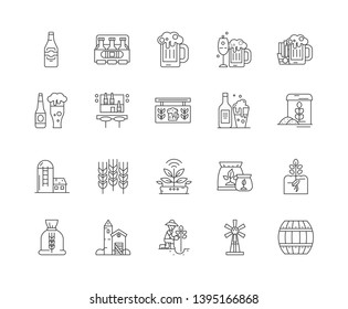 Brewer line icons, signs, vector set, outline illustration concept 