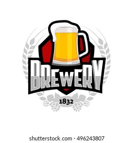 Brewery badge emblem logo icon. Vector illustration.