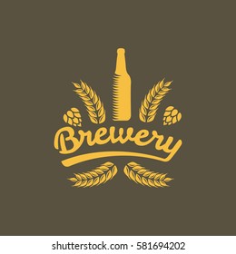 Brewery, Bar, Beer logo. Vintage Brewery label design. Beer glass. Cafe, Restorant, Beer, Bar, Hops icon. Craft beer label, emblem.