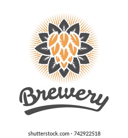 Brewery, Bar, Beer logo. Vintage Brewery label design. Beer glass. Cafe, Restorant, Beer, Bar, Hops icon. Craft beer label, emblem.