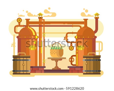 Brewery beer design flat