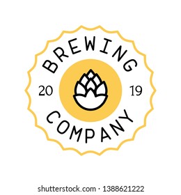 Brewery beer house label with logos of craft beer, emblem for beer house, bar, pub, brewing company, brewery, tavern vector illustration.