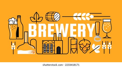 Brewery Beer icon vector. Bottles industry line