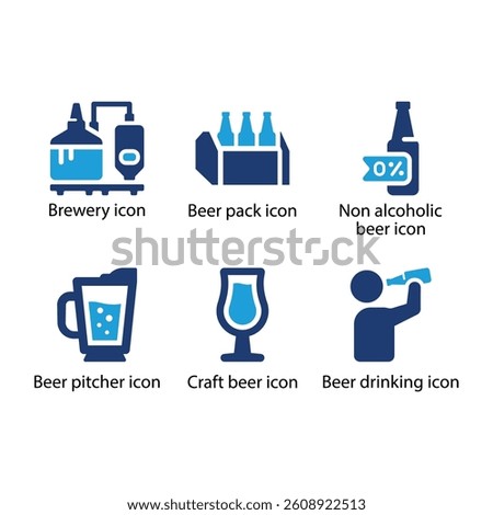 Brewery, Beer pack, Non alcoholic beer, pitcher, Craft beer, Beer drinking, Black Icon Set