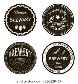 Brewery best quality vintage badges isolated on white set