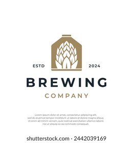 brewery brewing logo vector hipster retro vintage label illustration