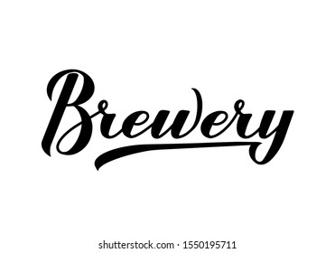 Brewery calligraphy hand lettering isolated on white background. Easy to edit vector template for bar, pub, brewing company logo design, banner, poster, flyer, badge, sticker, etc.