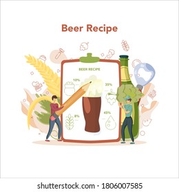 Brewery concept. Craft beer production, brewing process. draught beer tank, vintage mug and bottle full of alcohol drink. Isolated vector illustration