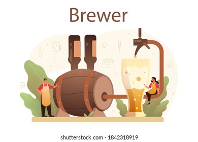 Brewery concept. Craft beer production, brewing process. draught beer tank, vintage mug and bottle full of alcohol drink. Isolated vector illustration