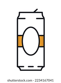 Brewery drink icon. Aluminum or can of beer. Alcoholic drink. harmful lifestyle. Graphic element for website. Template, layout and mockup. Logotype for company. Cartoon flat vector illustration