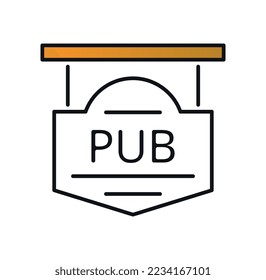 Brewery drink icon. Pub signboard, advertising and marketing. Graphic element for website, poster or banner. Template, layout and mockup. Weekend and holiday. Cartoon flat vector illustration