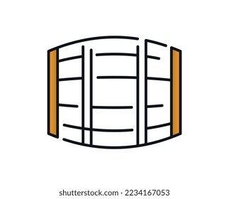 Symbol für Brauereigetränke. Seitenansicht des Holzbuches mit alkoholischem Getränk. Minimalistisches Logo für Unternehmen, Branding. Kreativität und Kunst, Ästhetik und Eleganz. Cartoon-Flavektor-Vektorgrafik