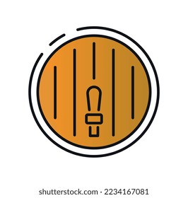 Brewery drink icon. Wooden barrel. Logotype and emblem for company or organization. Hop products and alcohol concept. Traditions and culture, holiday and festival. Cartoon flat vector illustration