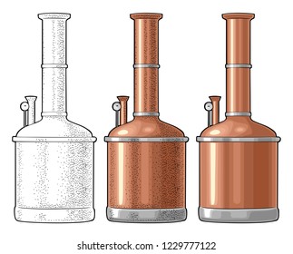 Brewery factory beer. Isolated on white background. Vintage vector color and black engraving illustration for web, poster, label, invitation to oktoberfest festival and party.