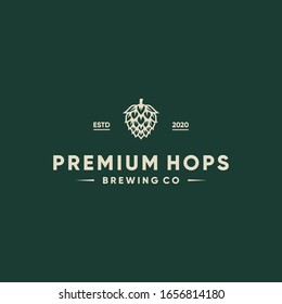 logotipo del lúpulo de cervecería vectorial ilustración de etiqueta vintage retro