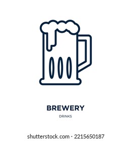 brewery icon from drinks collection. Thin linear brewery, beer, alcohol outline icon isolated on white background. Line vector brewery sign, symbol for web and mobile