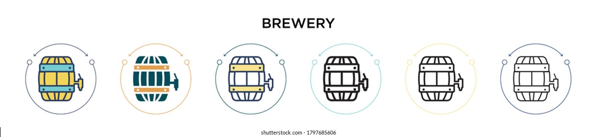 Brewery icon in filled, thin line, outline and stroke style. Vector illustration of two colored and black brewery vector icons designs can be used for mobile, ui, web