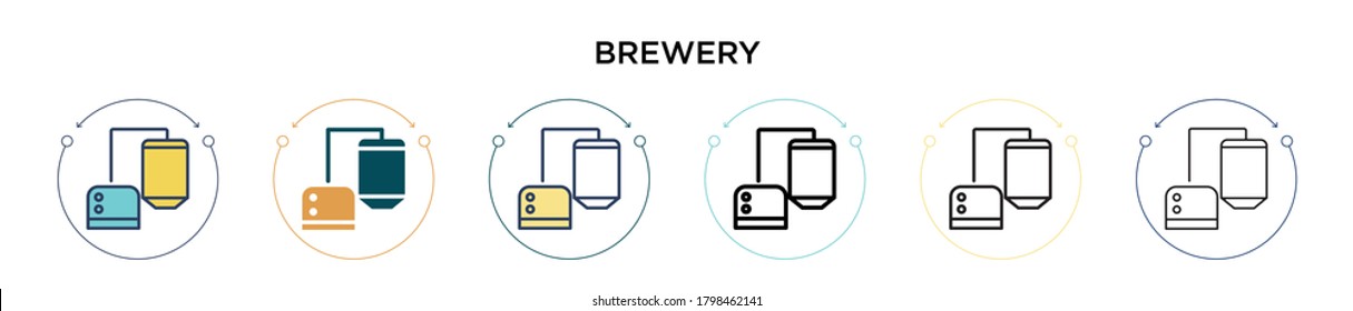 Brewery icon in filled, thin line, outline and stroke style. Vector illustration of two colored and black brewery vector icons designs can be used for mobile, ui, web