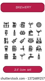 brewery icon set. 25 filled brewery icons.  