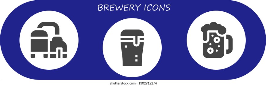  brewery icon set. 3 filled brewery icons.  Simple modern icons about  - Beer