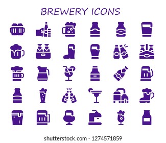  brewery icon set. 30 filled brewery icons. Simple modern icons about  - Beers, Oktoberfest, Dark beer, Beer bottle, Beer, Cocktail