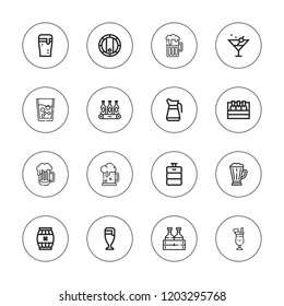 Brewery icon set. collection of 16 outline brewery icons with beer, barrel, beer keg, cocktail icons.