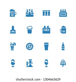 brewery icon set. Collection of 16 filled brewery icons included Hop, Beer, Cocktail, Brewery, Beers