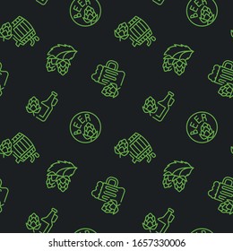 Brewery icons pattern. Beer brewing seamless background. Seamless pattern vector illustration
