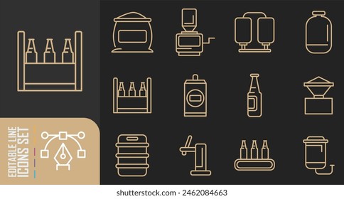 Brewery icons set outline vector. Beer alcohol. Bar can