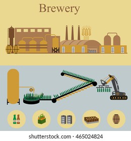 Brewery infographics - beer design elements, labels, symbols, icons 