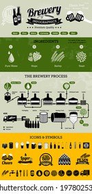 Brewery infographics with beer elements & icons - beer production process